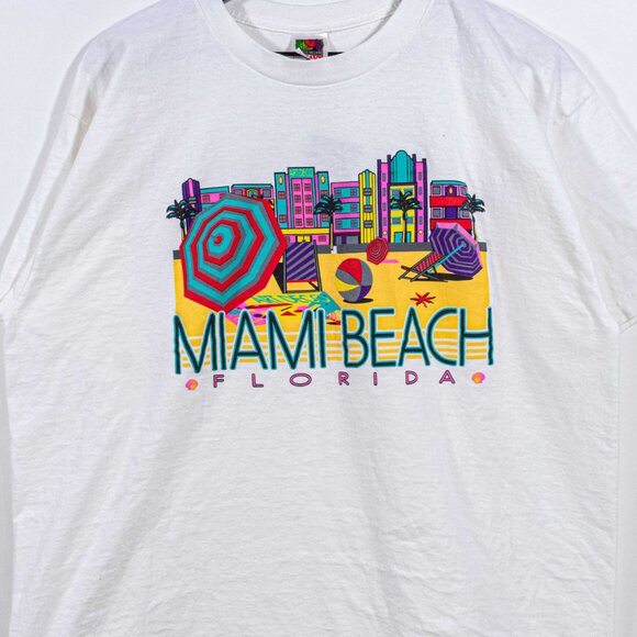 Miami Beach Florida Art Deco T-Shirt PeopleSoft Software Tech XL Y2K Streetwear - Picture 6 of 16